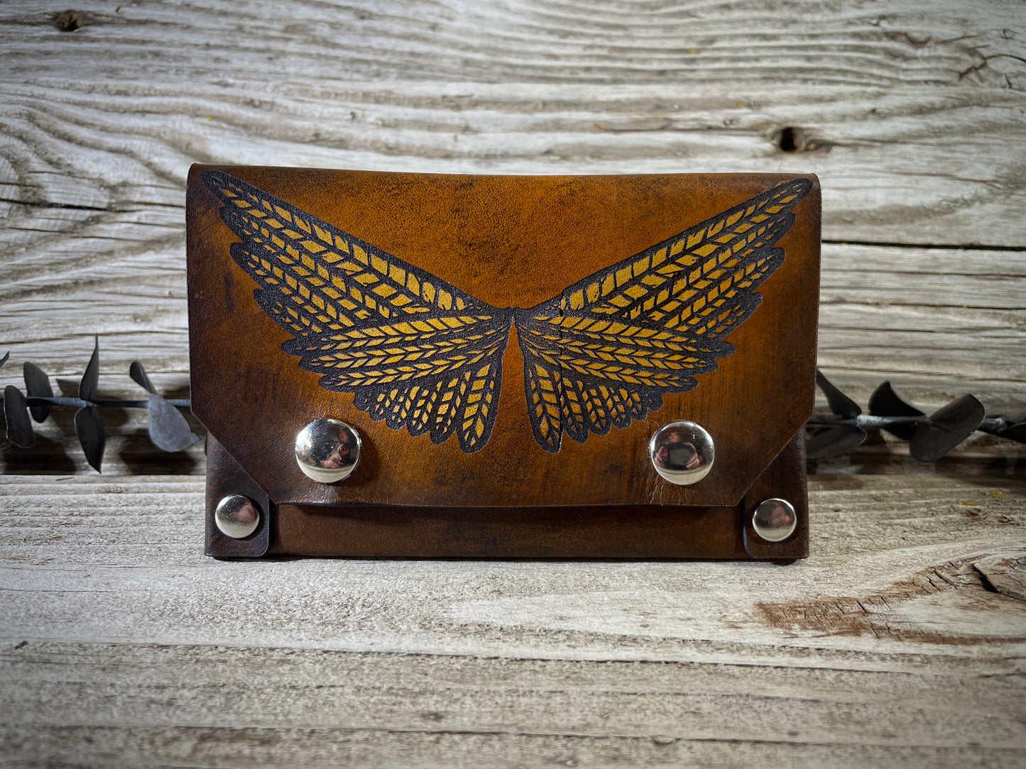 Leather Wings Slim Card Wallet
