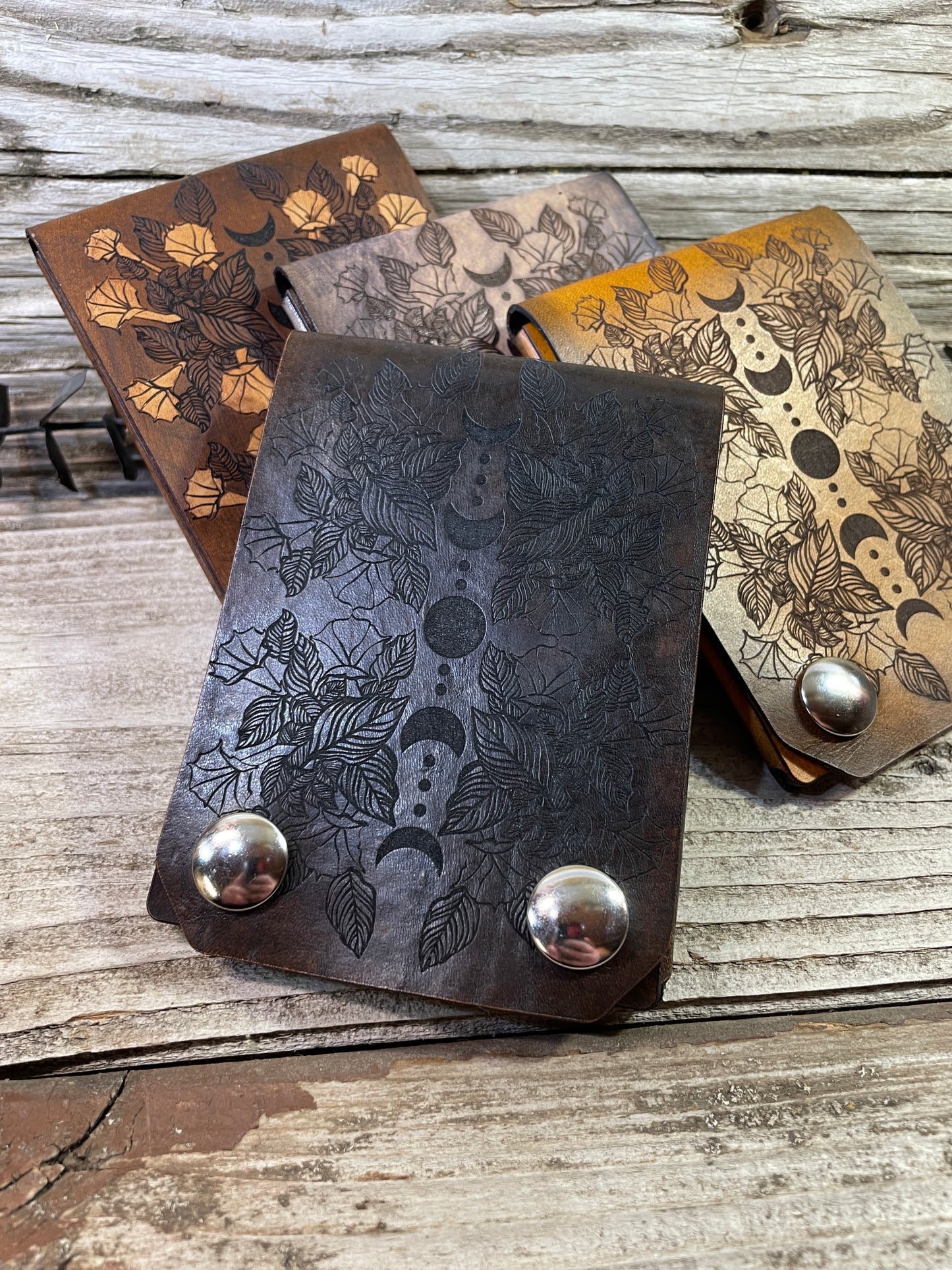 Datura Moon Phase Leather Snap Wallet