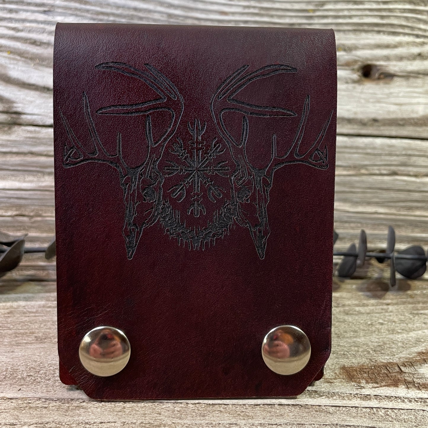Antler Helm of Awe Norse Leather Snap Wallet