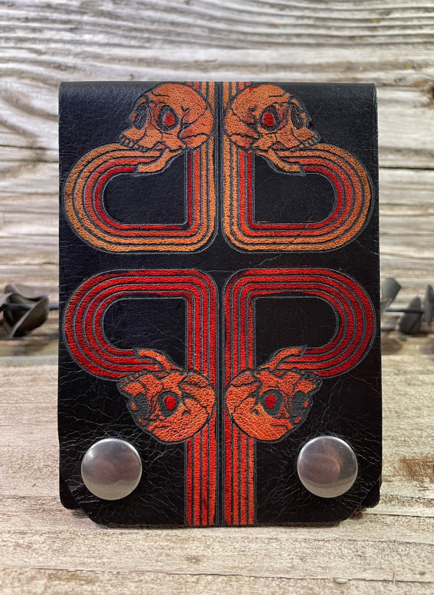 Skull Leather Snap Wallet