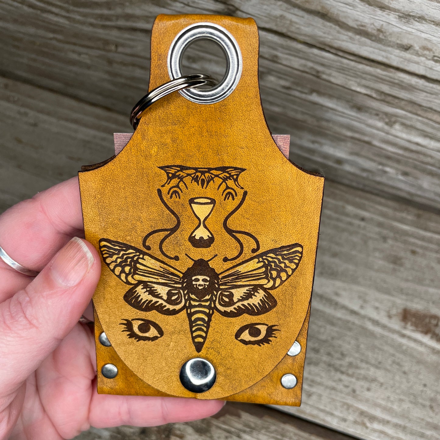 Death Moth Leather KeyChain Card Wallet