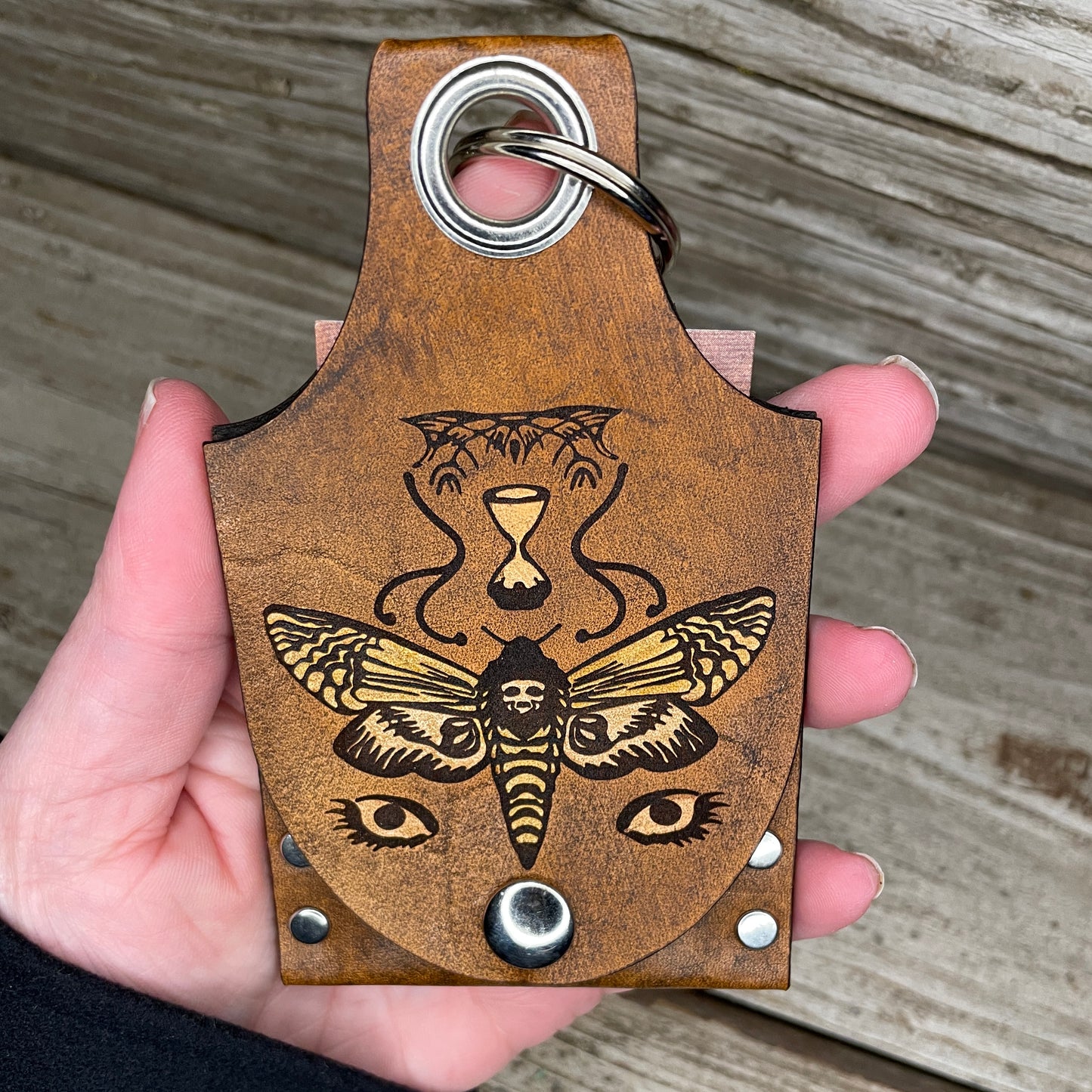 Death Moth Leather KeyChain Card Wallet