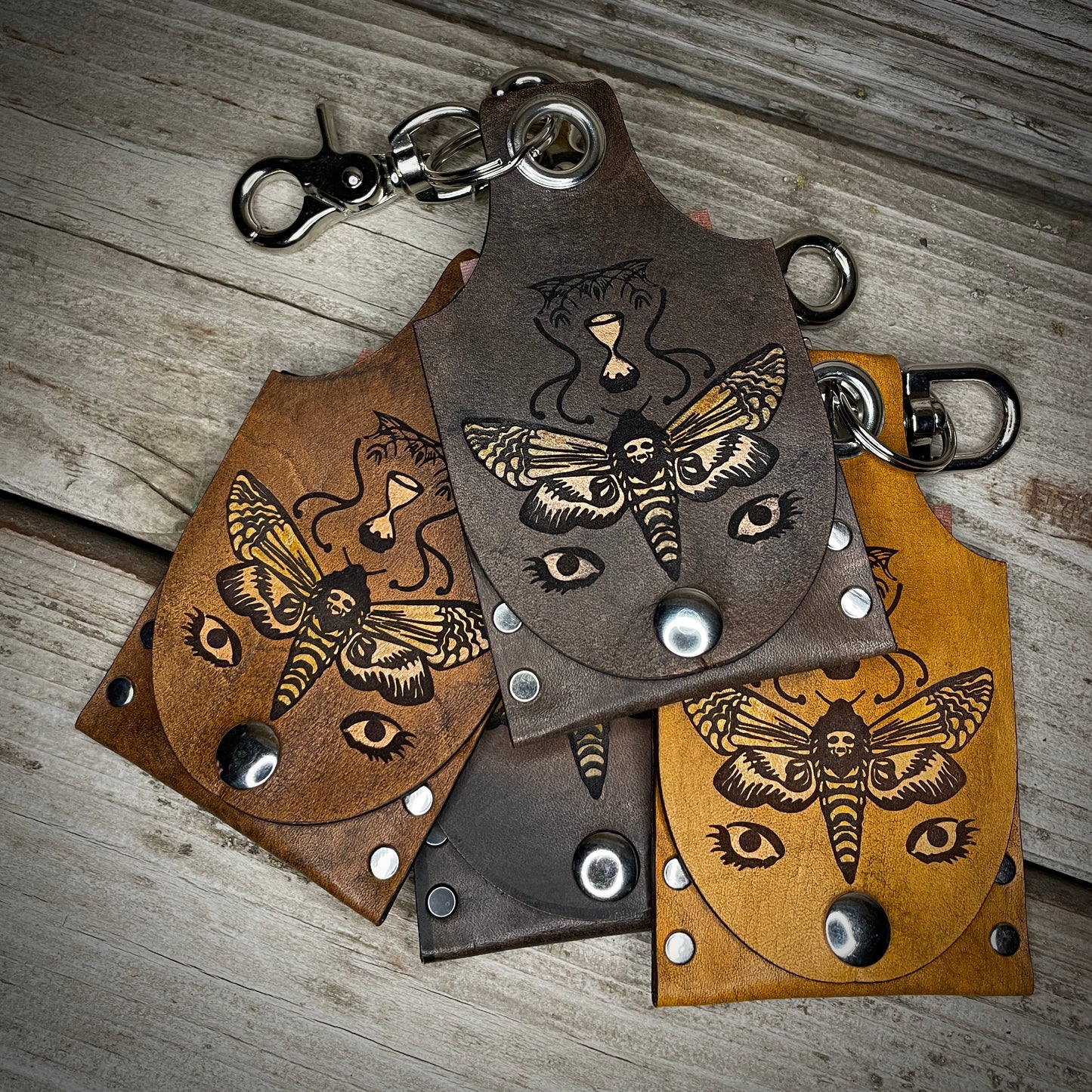 Death Moth Leather KeyChain Card Wallet