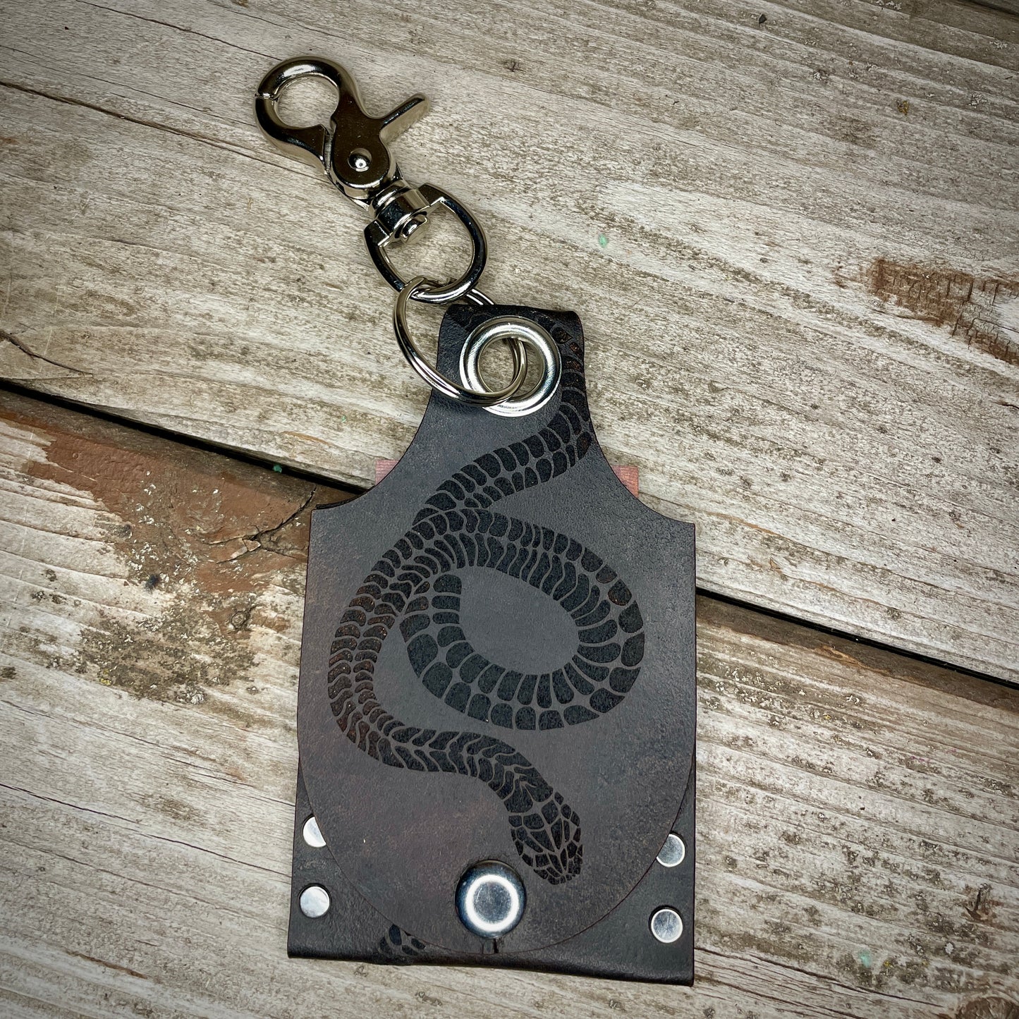 Snake Leather KeyChain Card Wallet