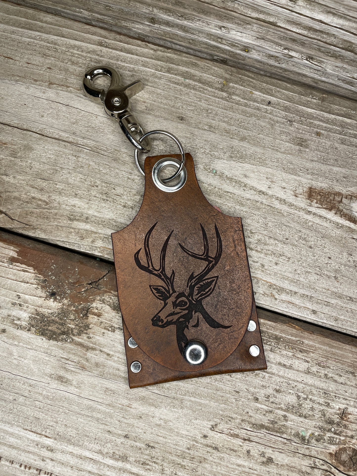 Buck Leather KeyChain Card Wallet