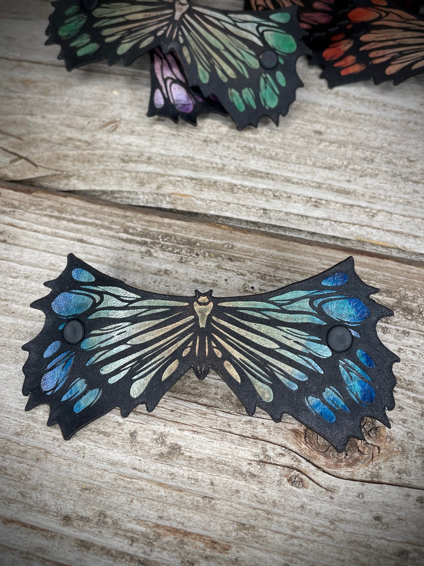 Dark Wings Leather Hair Barrette