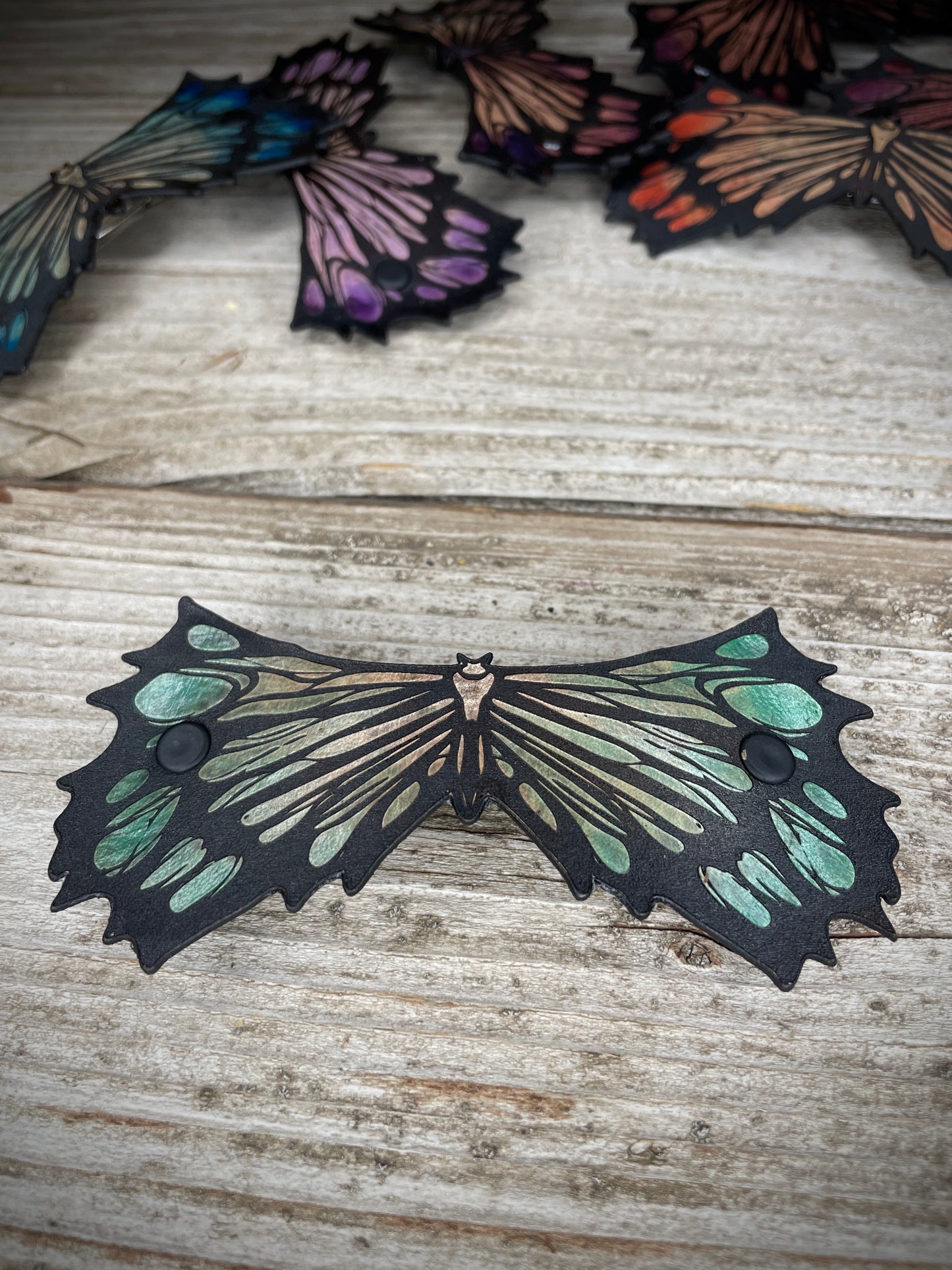 Dark Wings Leather Hair Barrette