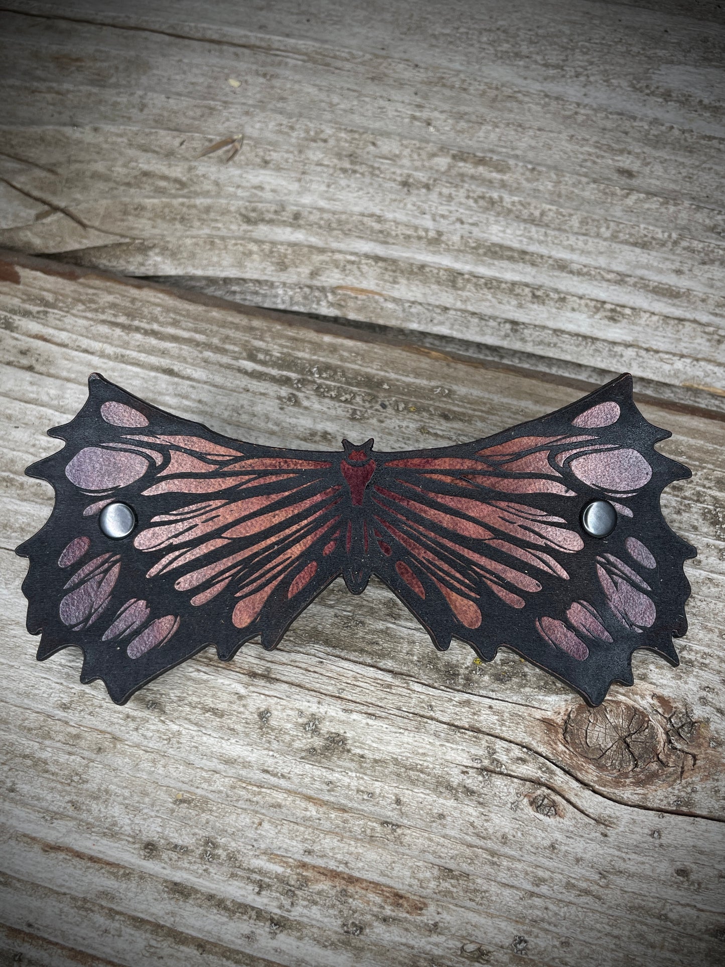 Dark Wings Leather Hair Barrette