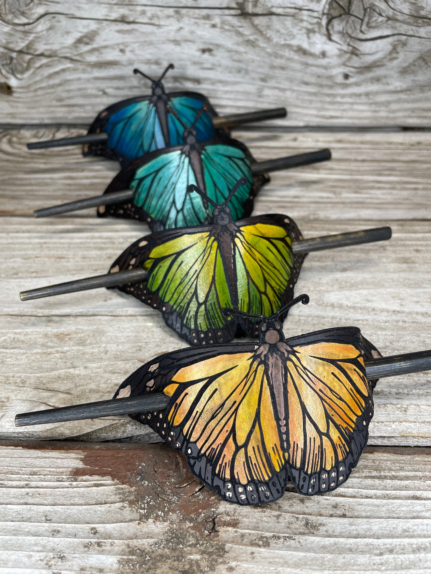 Monarch Leather Hair Pin