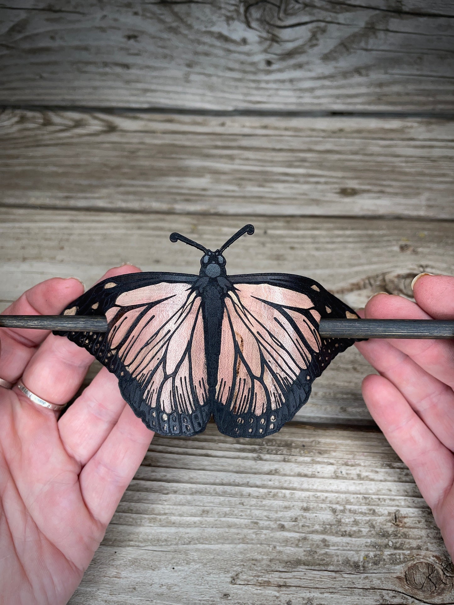 Monarch Leather Hair Pin