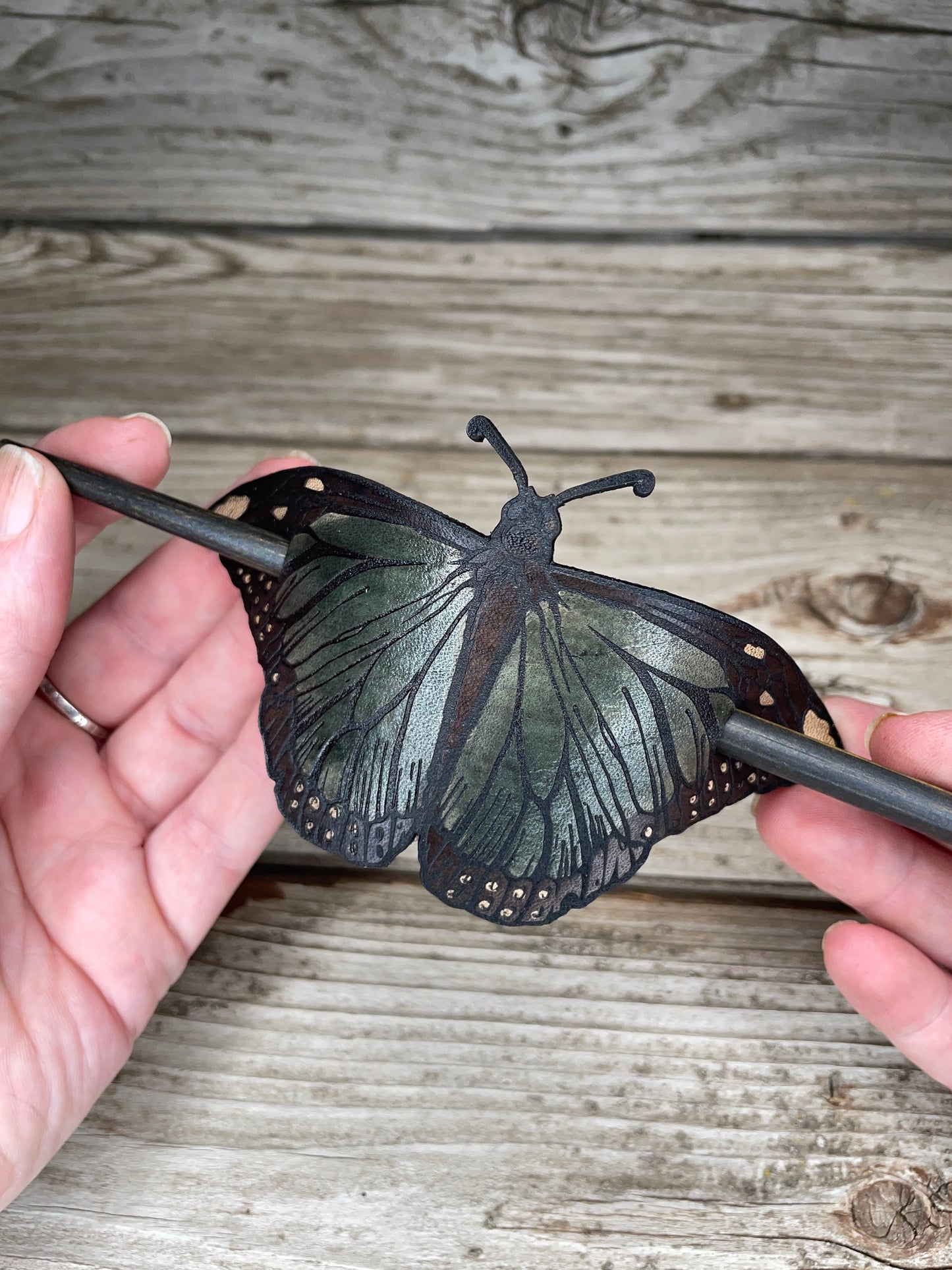 Monarch Leather Hair Pin