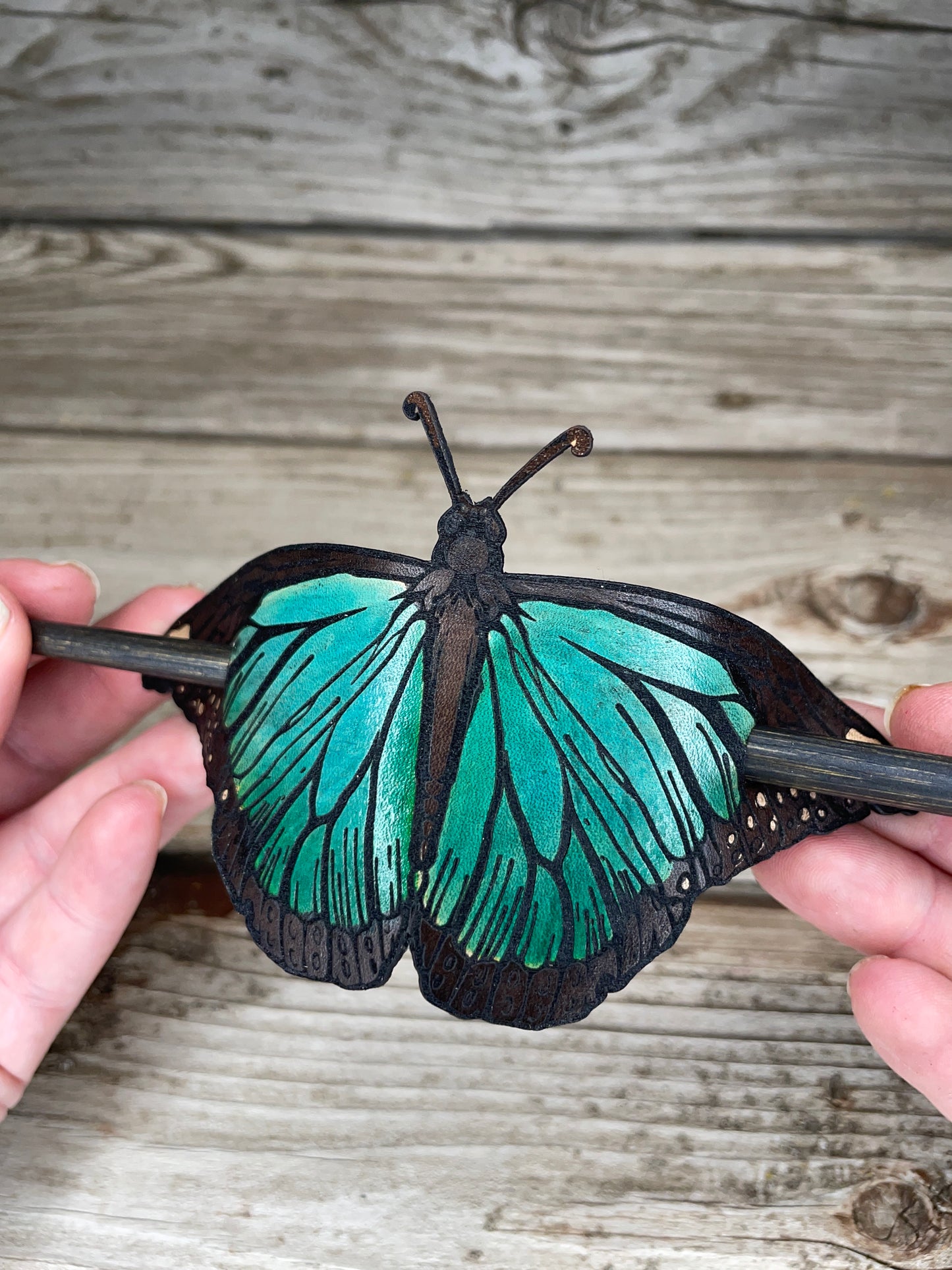 Monarch Leather Hair Pin