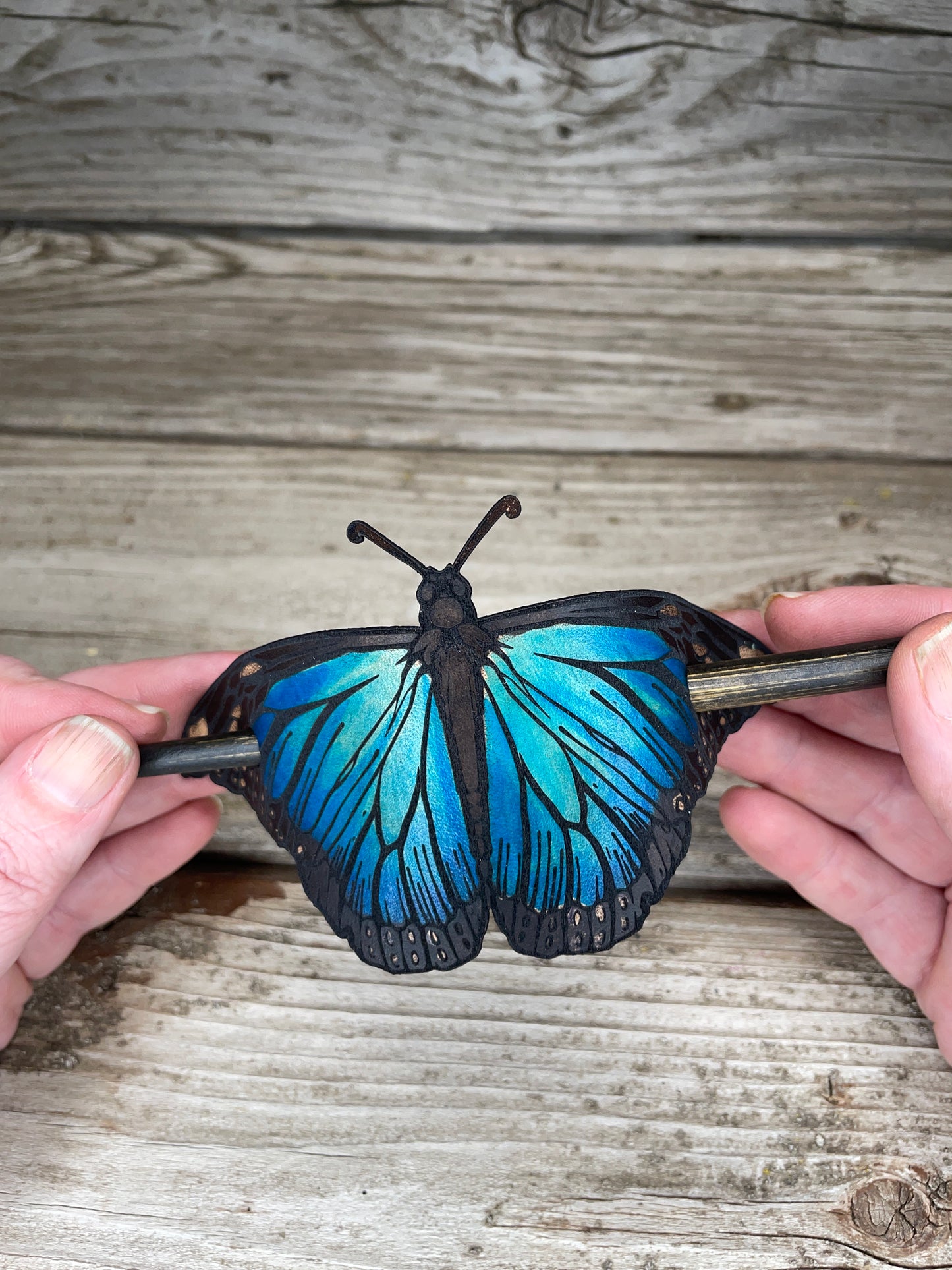 Monarch Leather Hair Pin