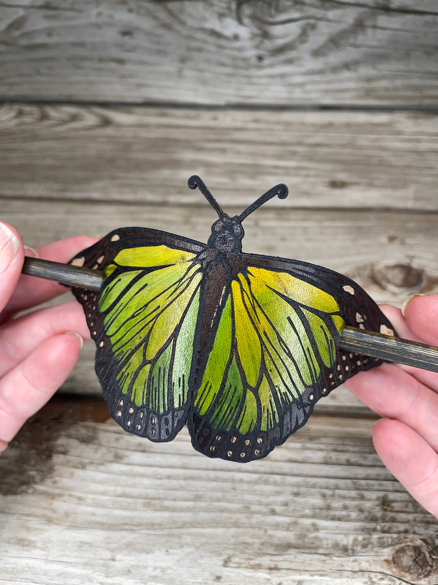 Monarch Leather Hair Pin