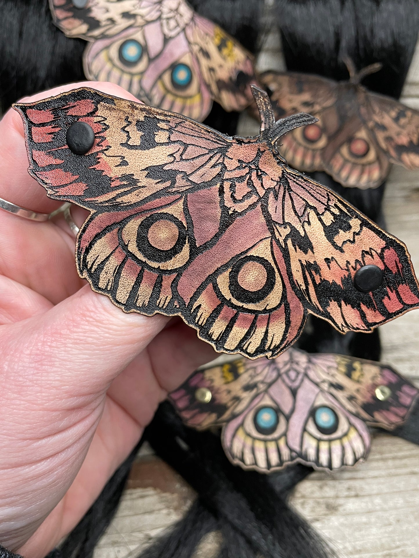 IO Moth Leather Hair Barrette