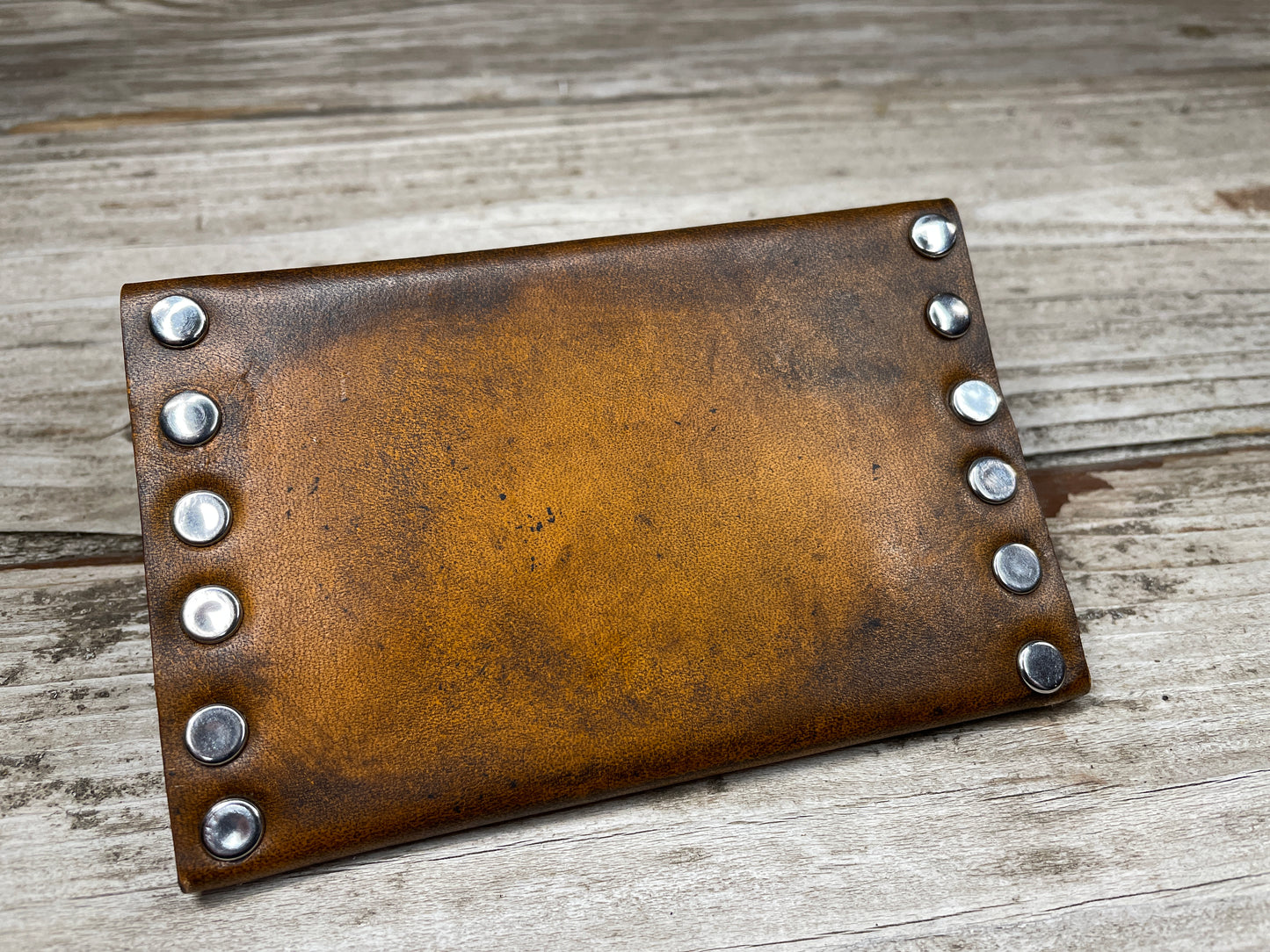 Tan Distressed Slim Card Wallet