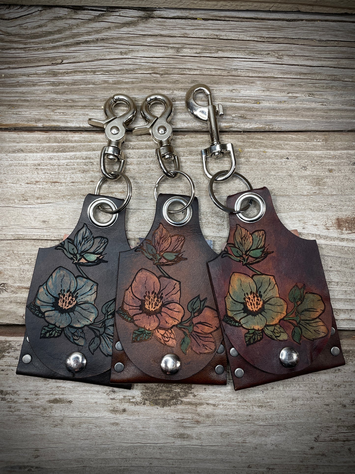 Hellebore Rose Leather KeyChain Card Wallet