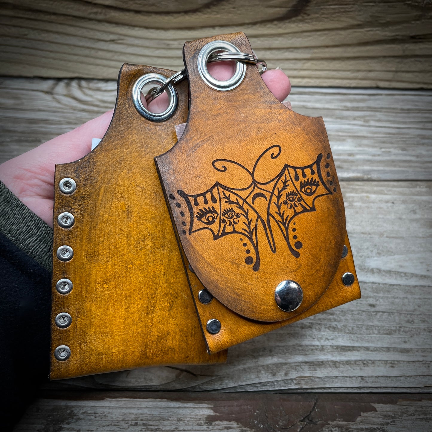 Optic Moth Leather KeyChain Card Wallet