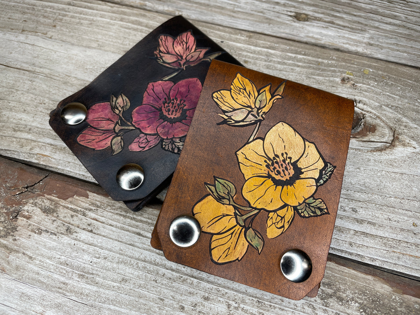 Hellebore Rose Leather Snap Wallet