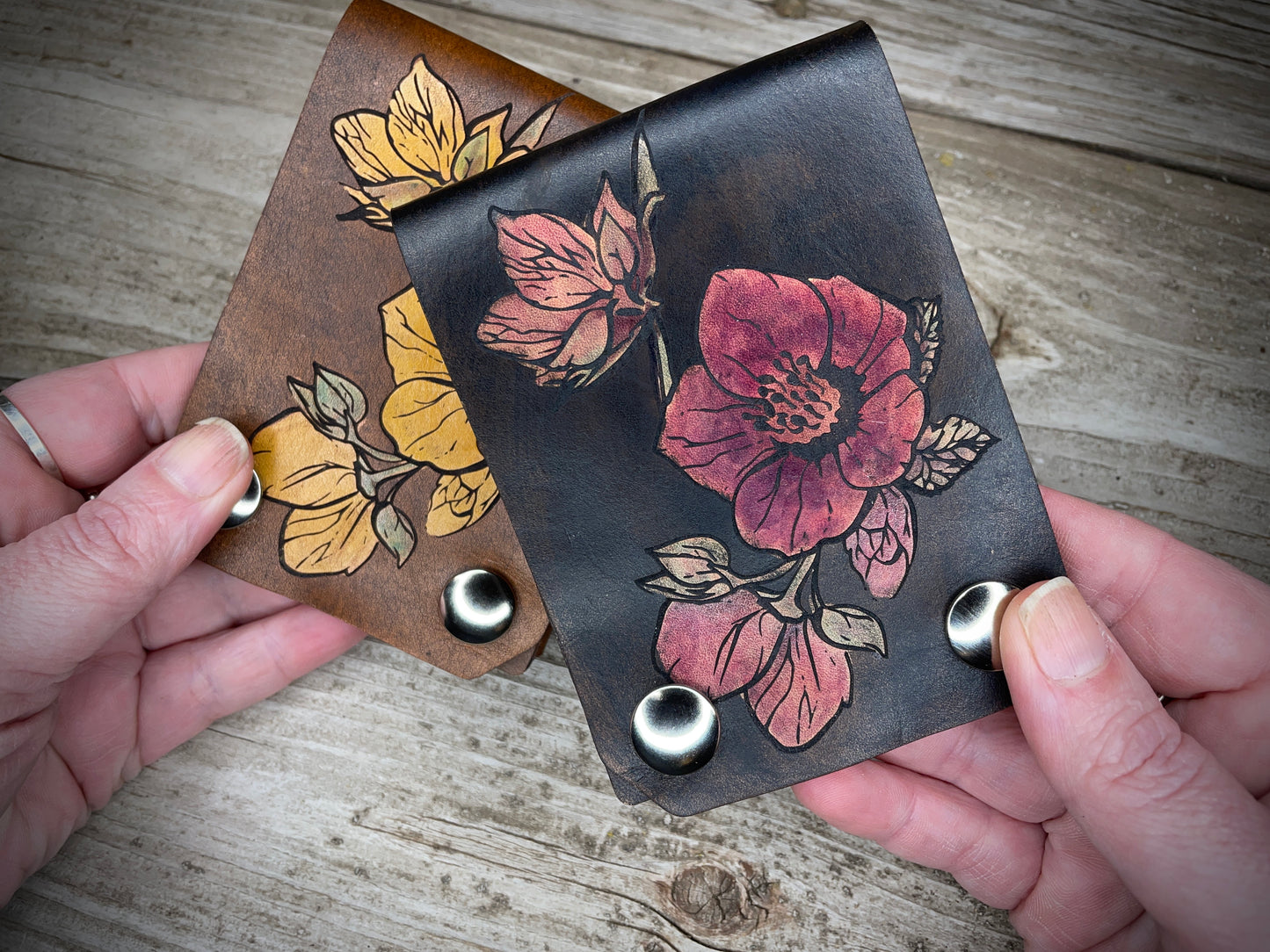 Hellebore Rose Leather Snap Wallet