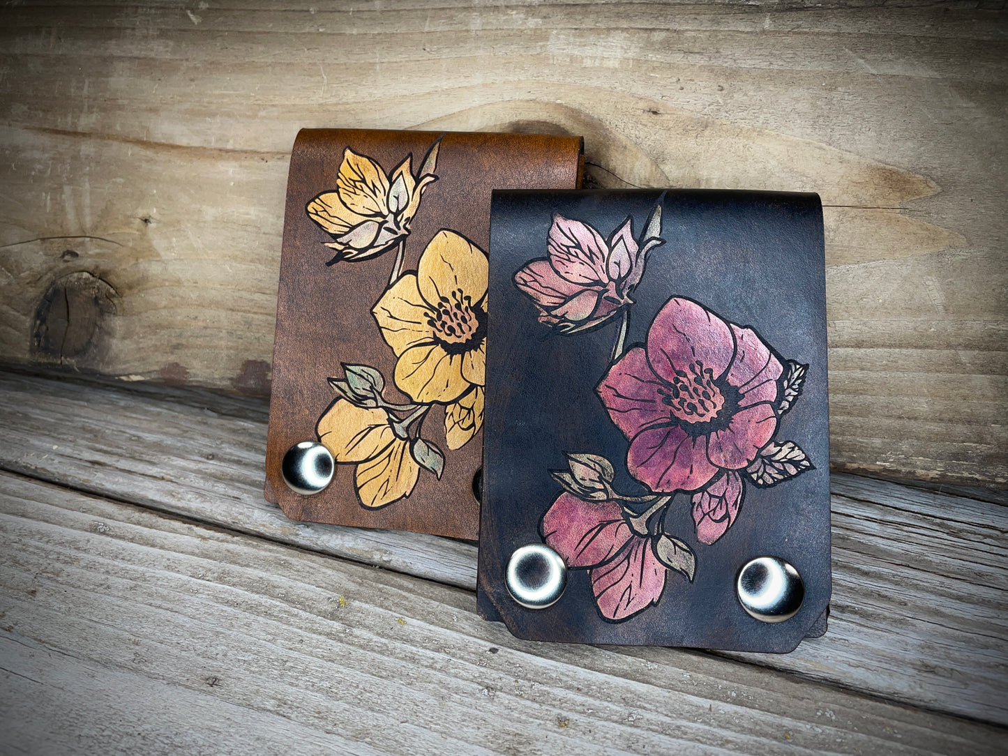 Hellebore Rose Leather Snap Wallet
