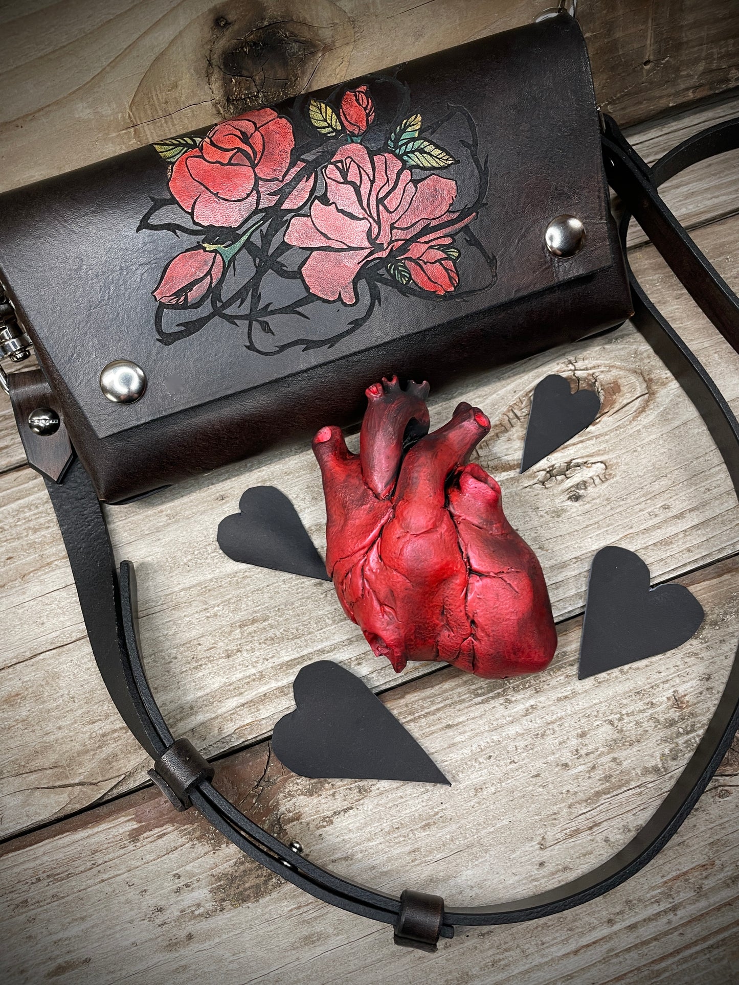 Thorn Rose Leather Crossbody Belt Bag