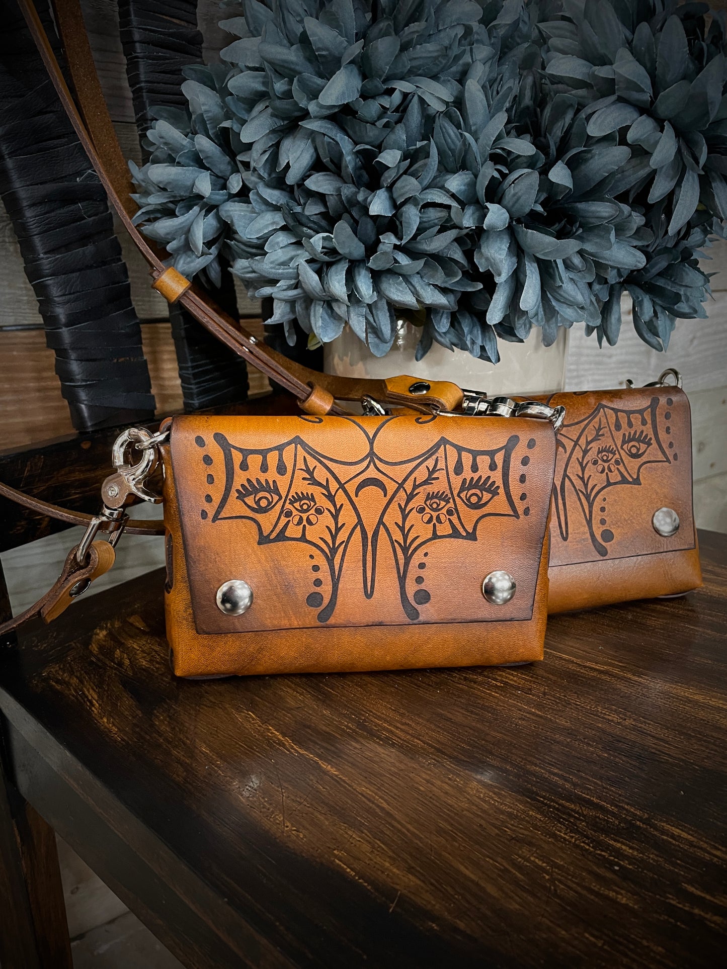 Optic Moth Leather Crossbody Belt Bag