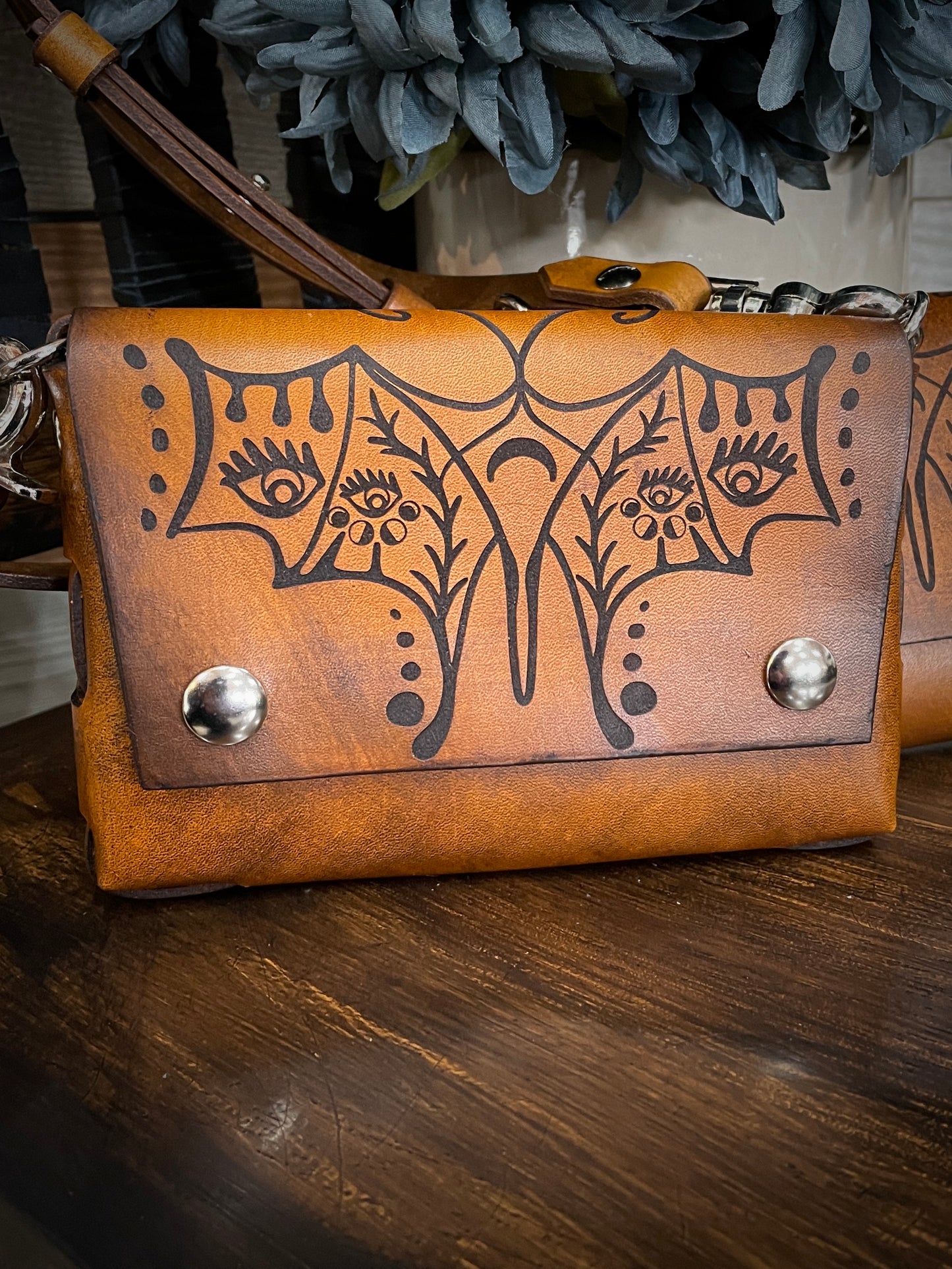 Optic Moth Leather Crossbody Belt Bag