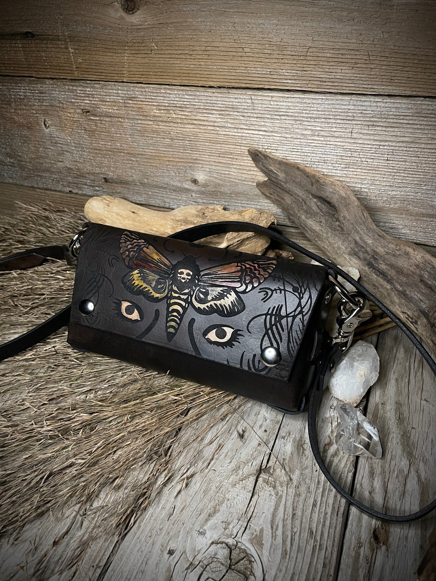 Death's-Head Leather Crossbody Belt Bag