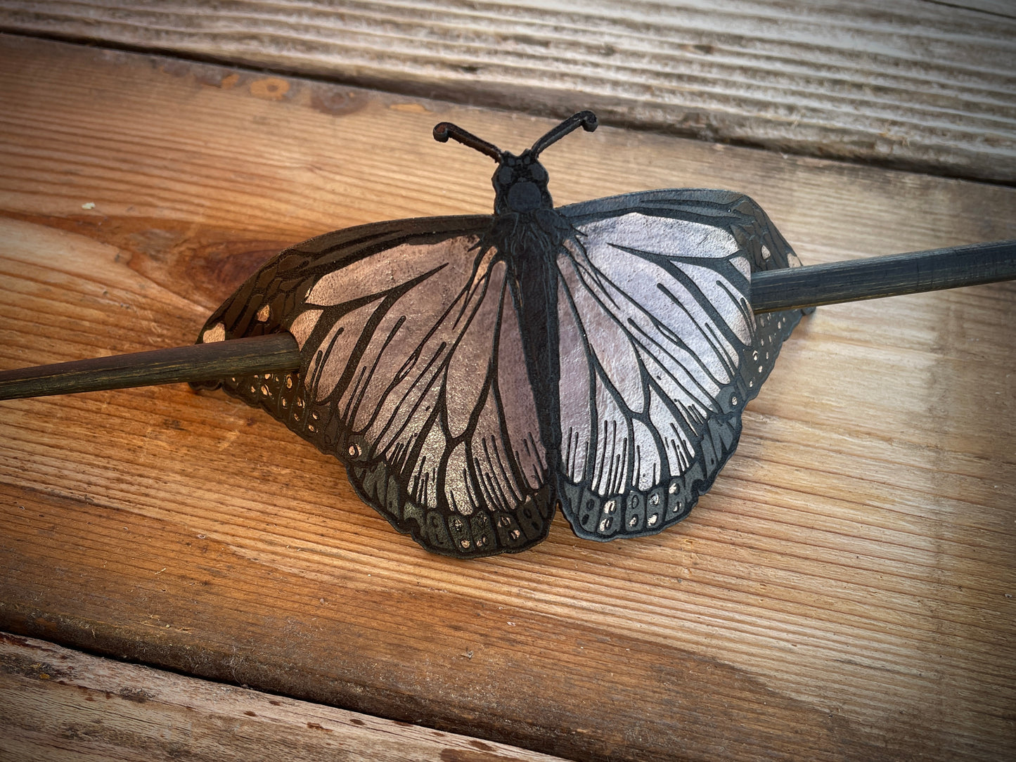 Monarch Leather Hair Pin