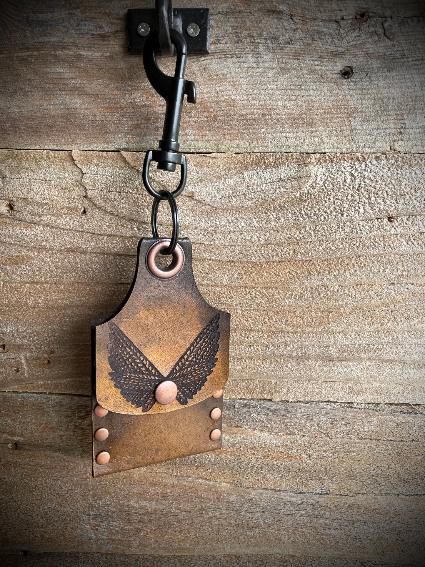 Wings Leather Keychain Card Wallet