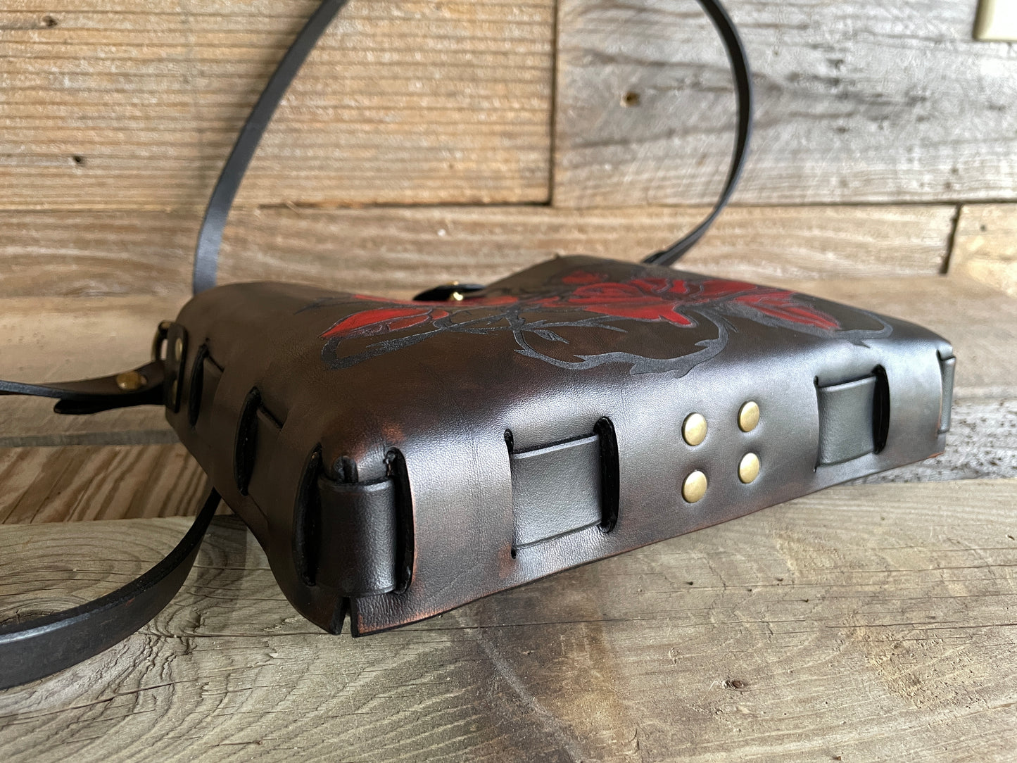 Red Thorn of Roses Leather Bag