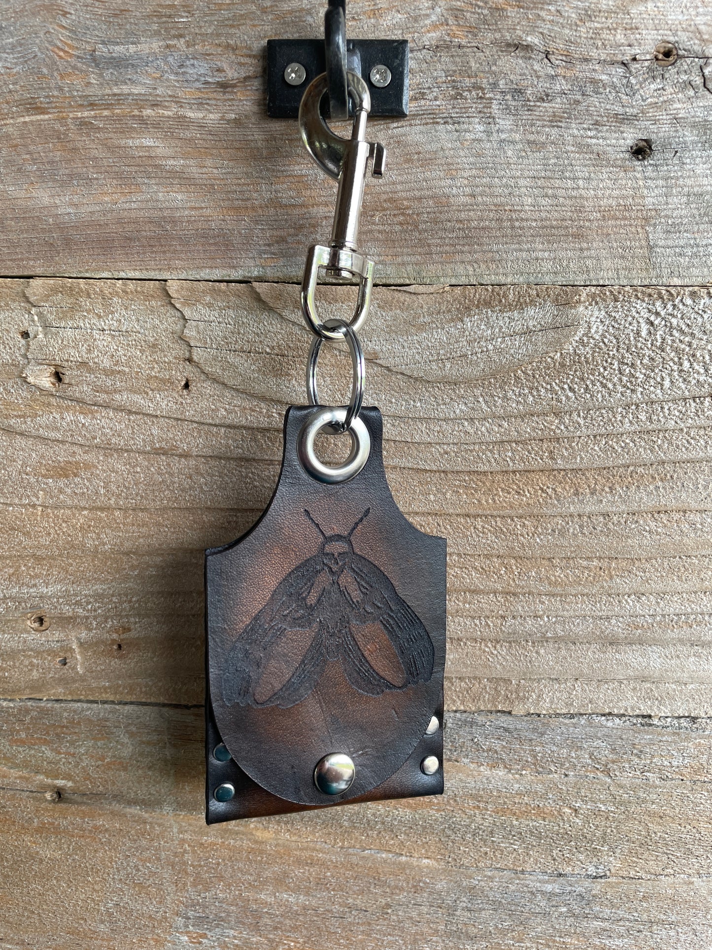 Skull Moth Leather KeyChain Card Wallet