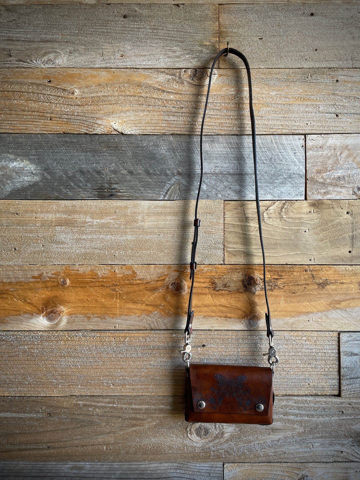 Butterfly Rose Leather Belt or Crossbody Bag