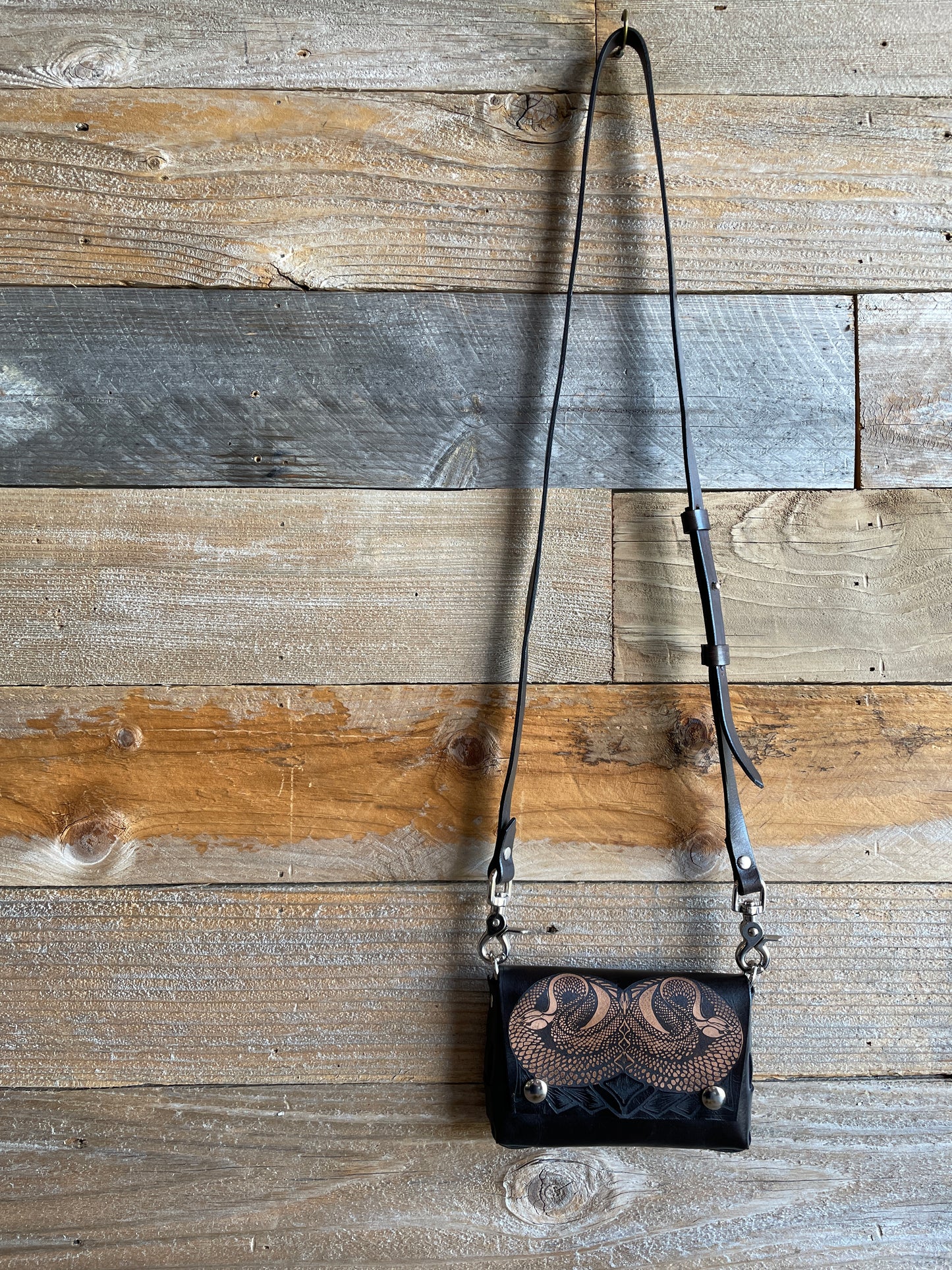 Neutral Serpent Leather Belt or Crossbody Bag