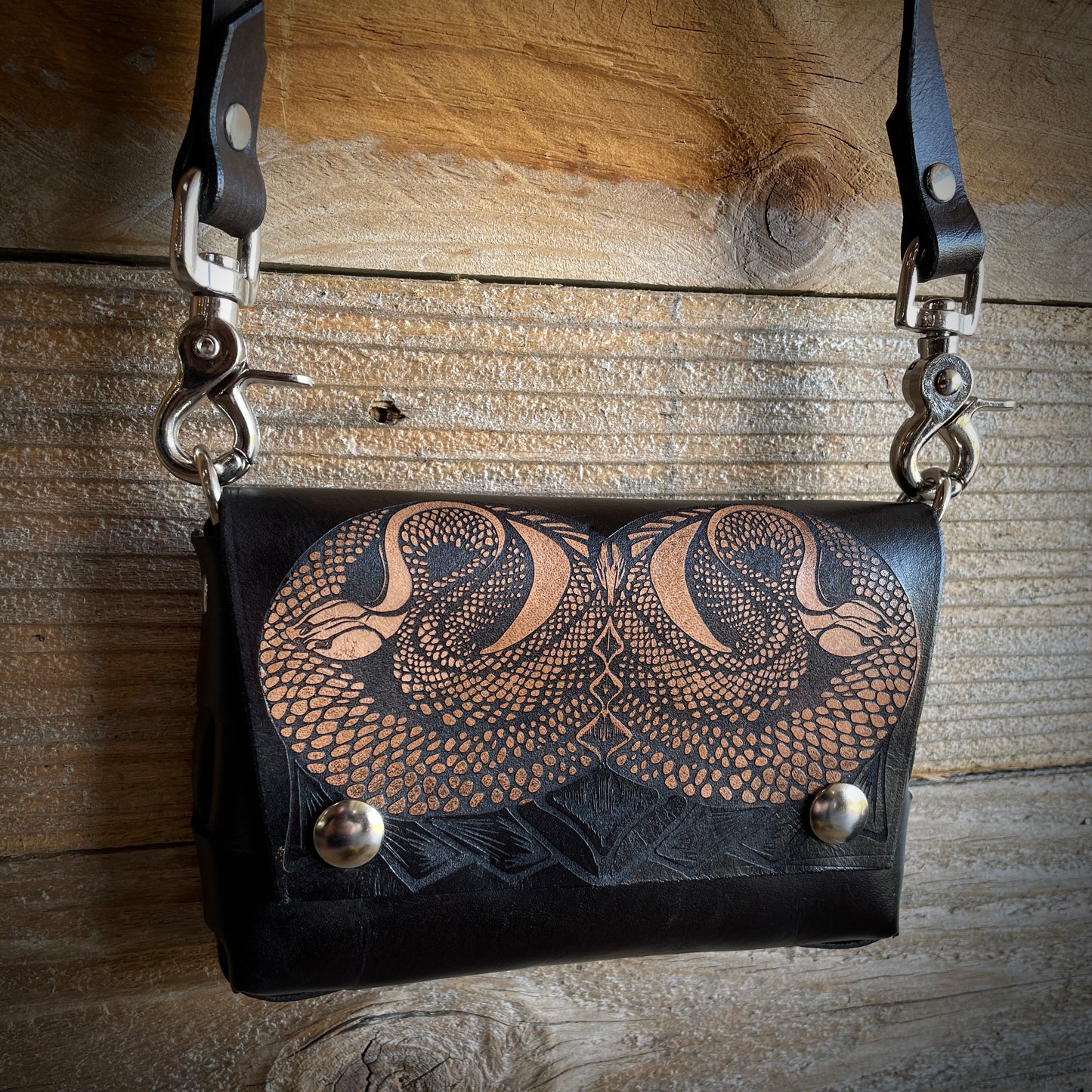 Neutral Serpent Leather Belt or Crossbody Bag