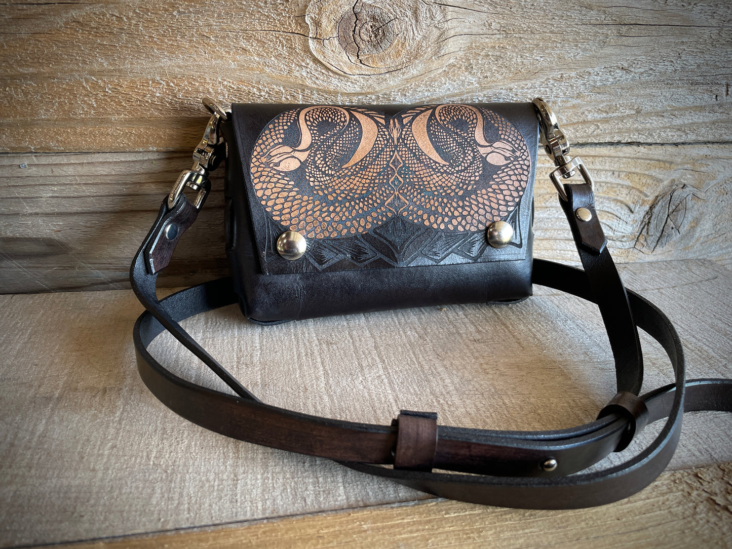 Neutral Serpent Leather Belt or Crossbody Bag