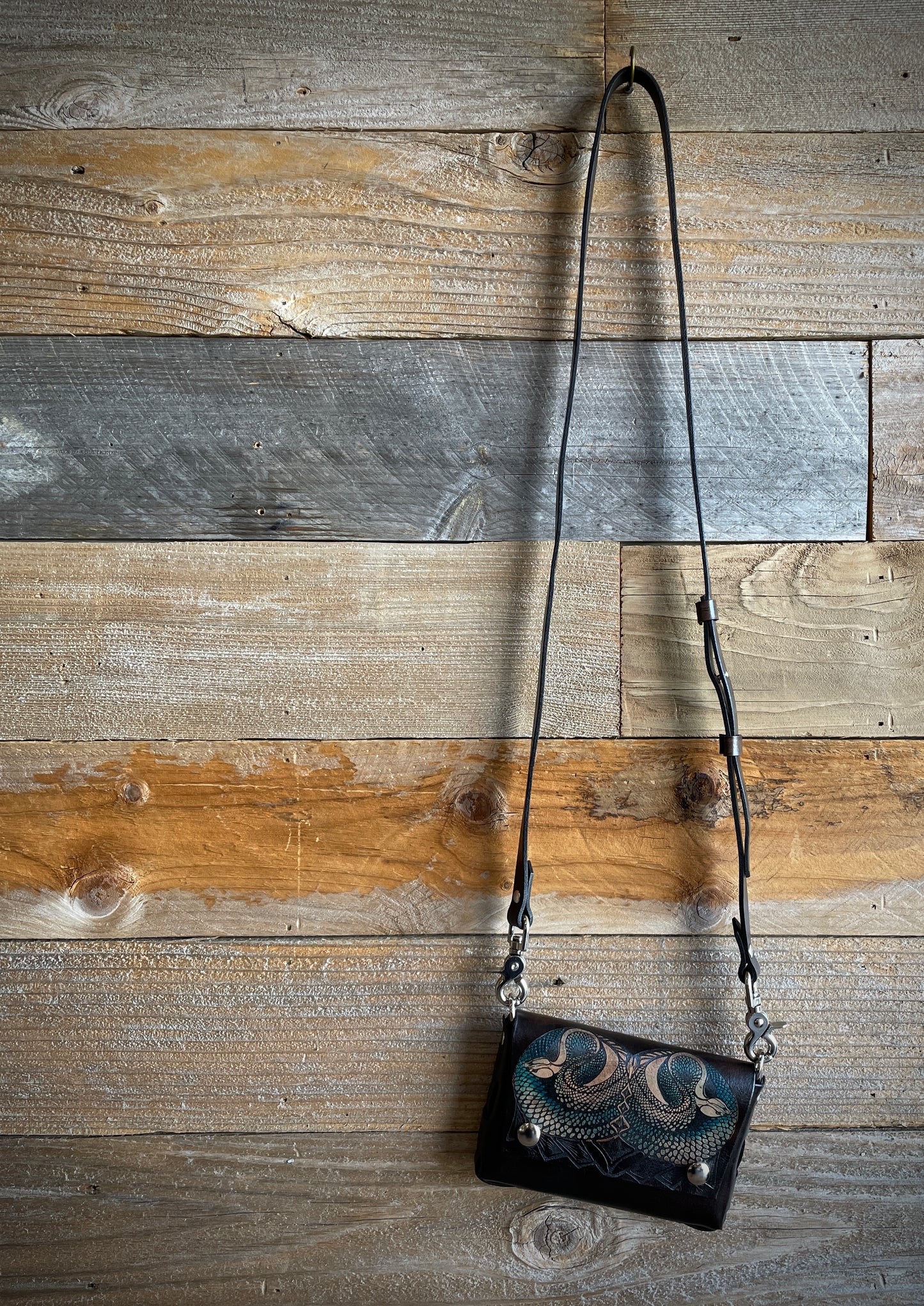Teal Serpent Leather Belt Bag Crossbody Bag