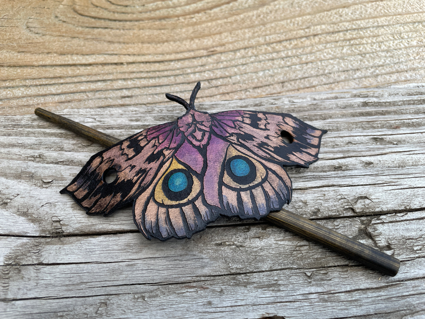 IO Moth Leather Hair Pin
