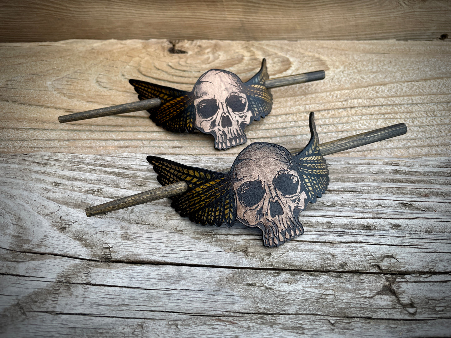 Memento Mori Leather Hair Pin