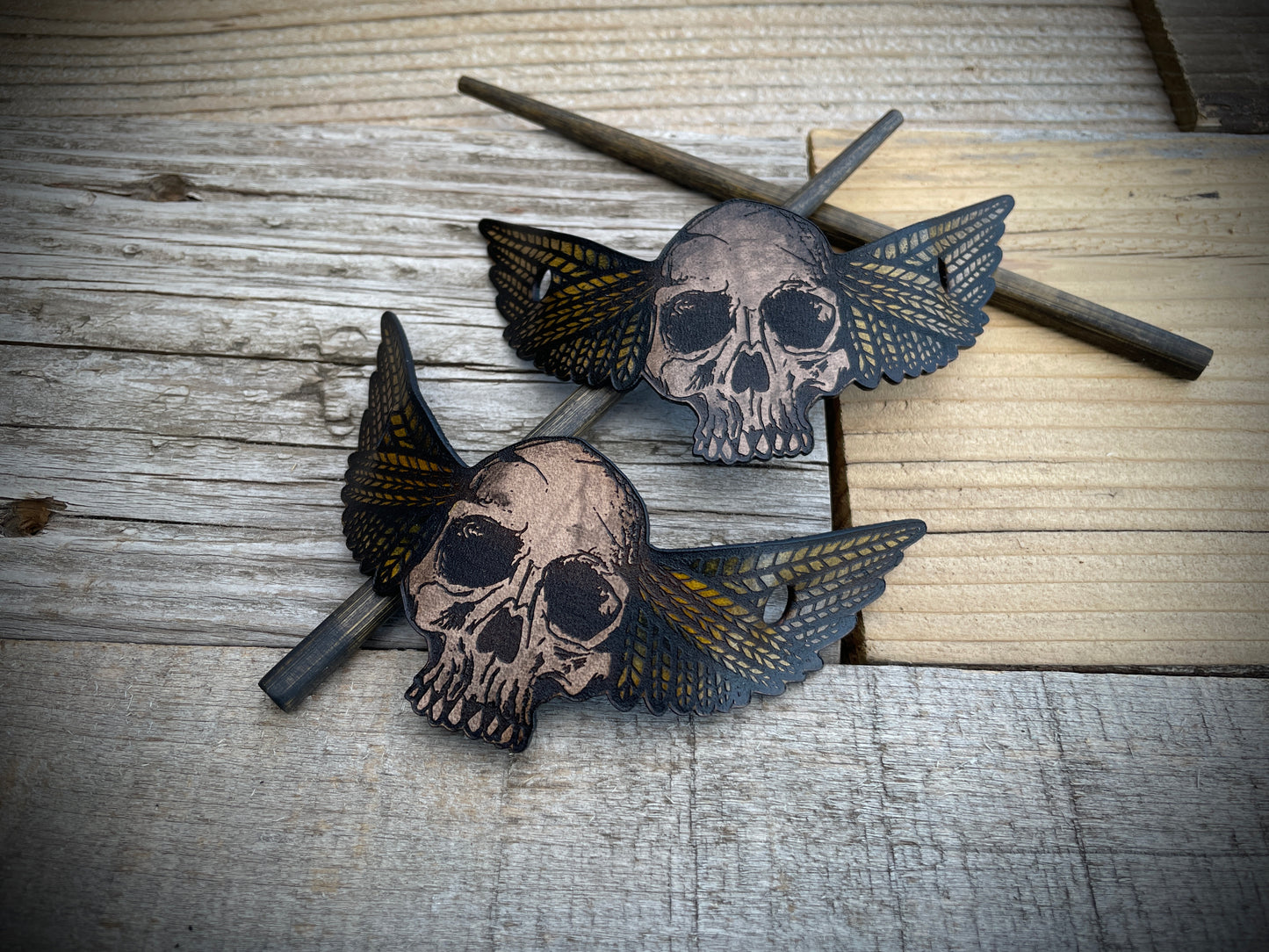 Memento Mori Leather Hair Pin