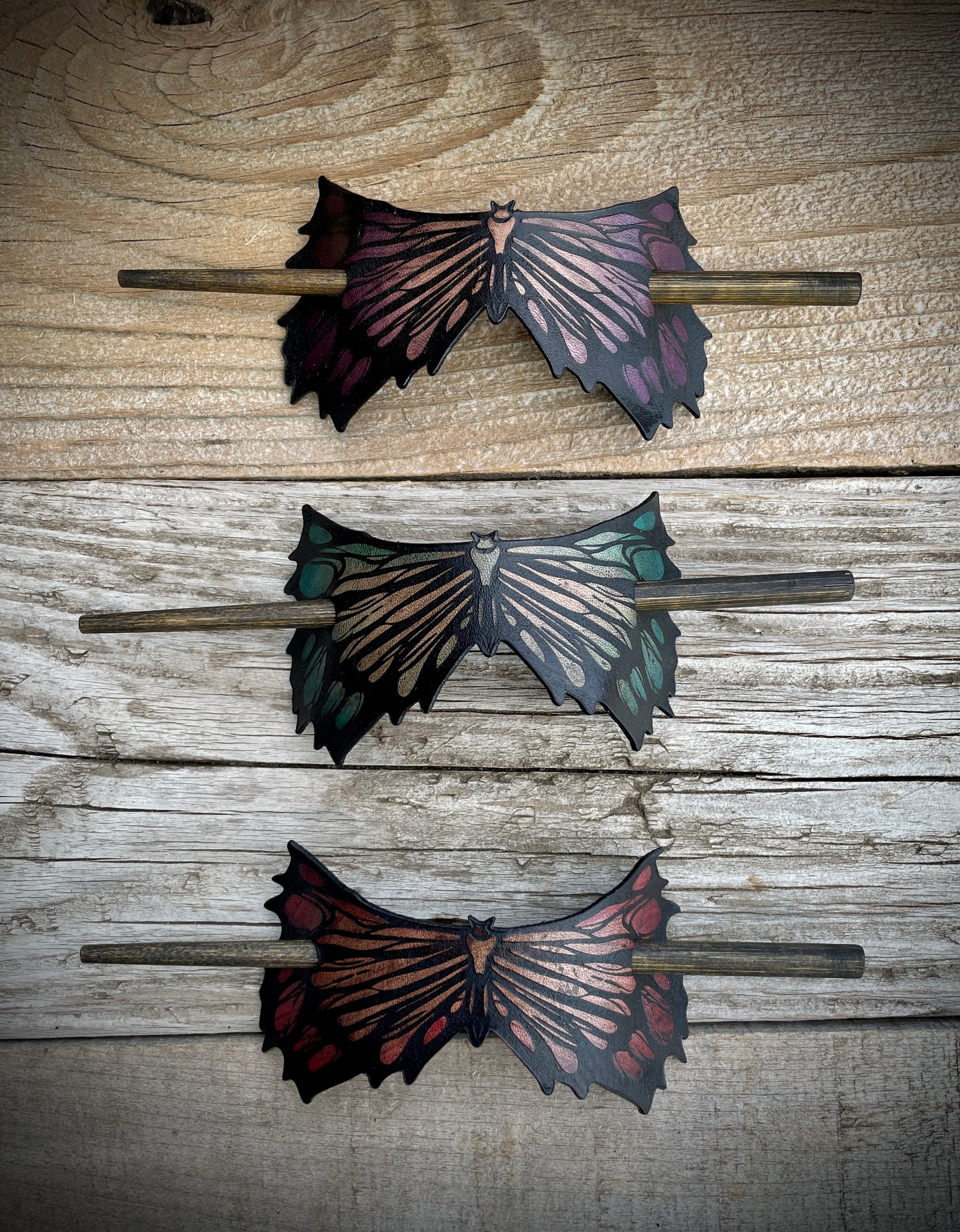 Dark Wings Leather Hair Pin
