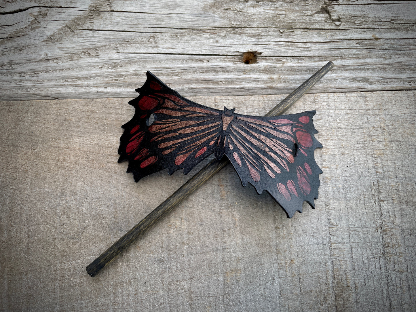 Dark Wings Leather Hair Pin