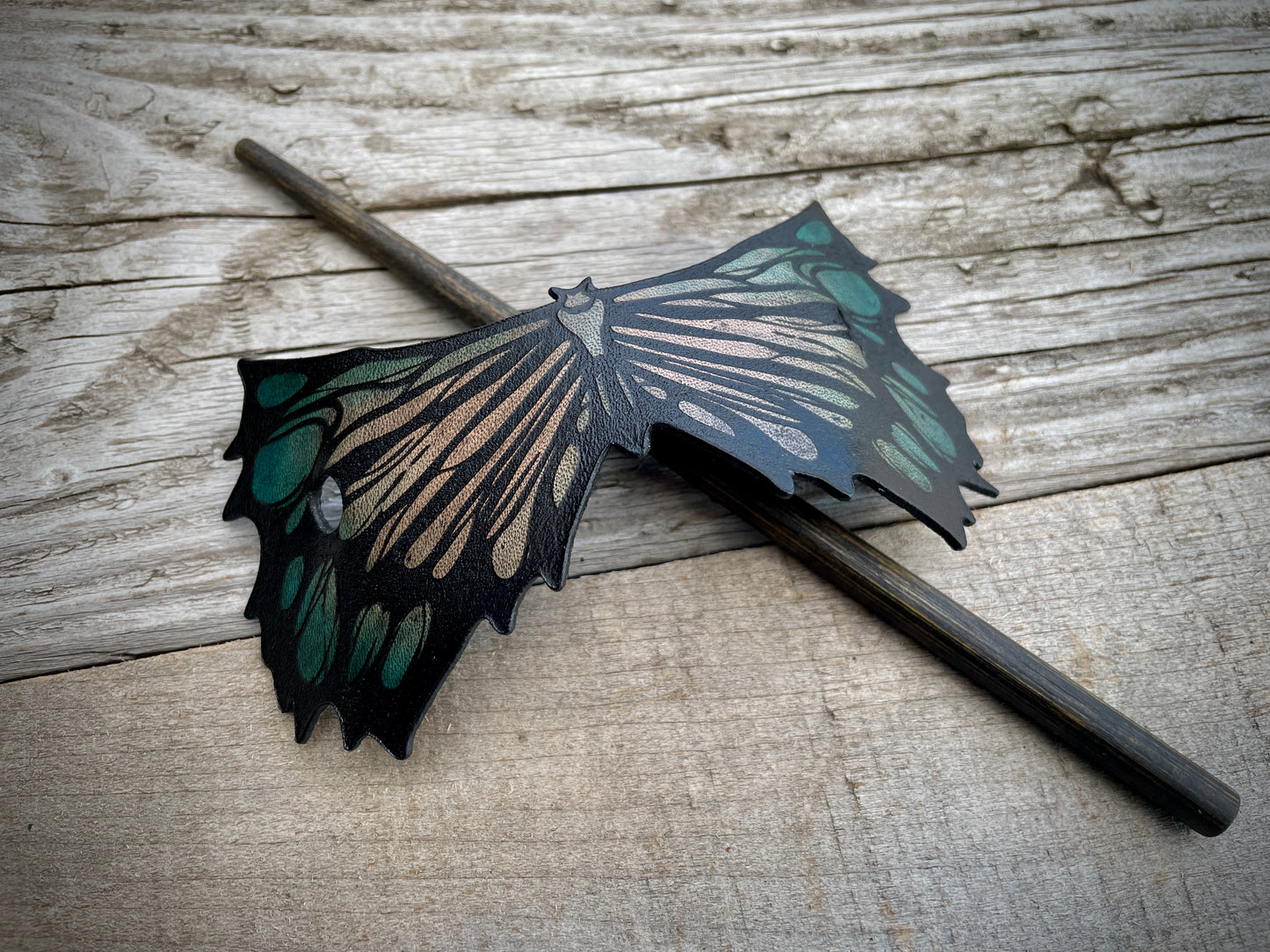Dark Wings Leather Hair Pin