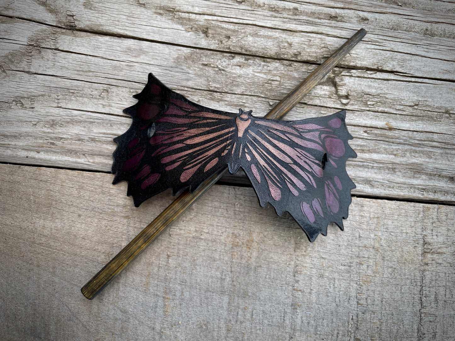 Dark Wings Leather Hair Pin
