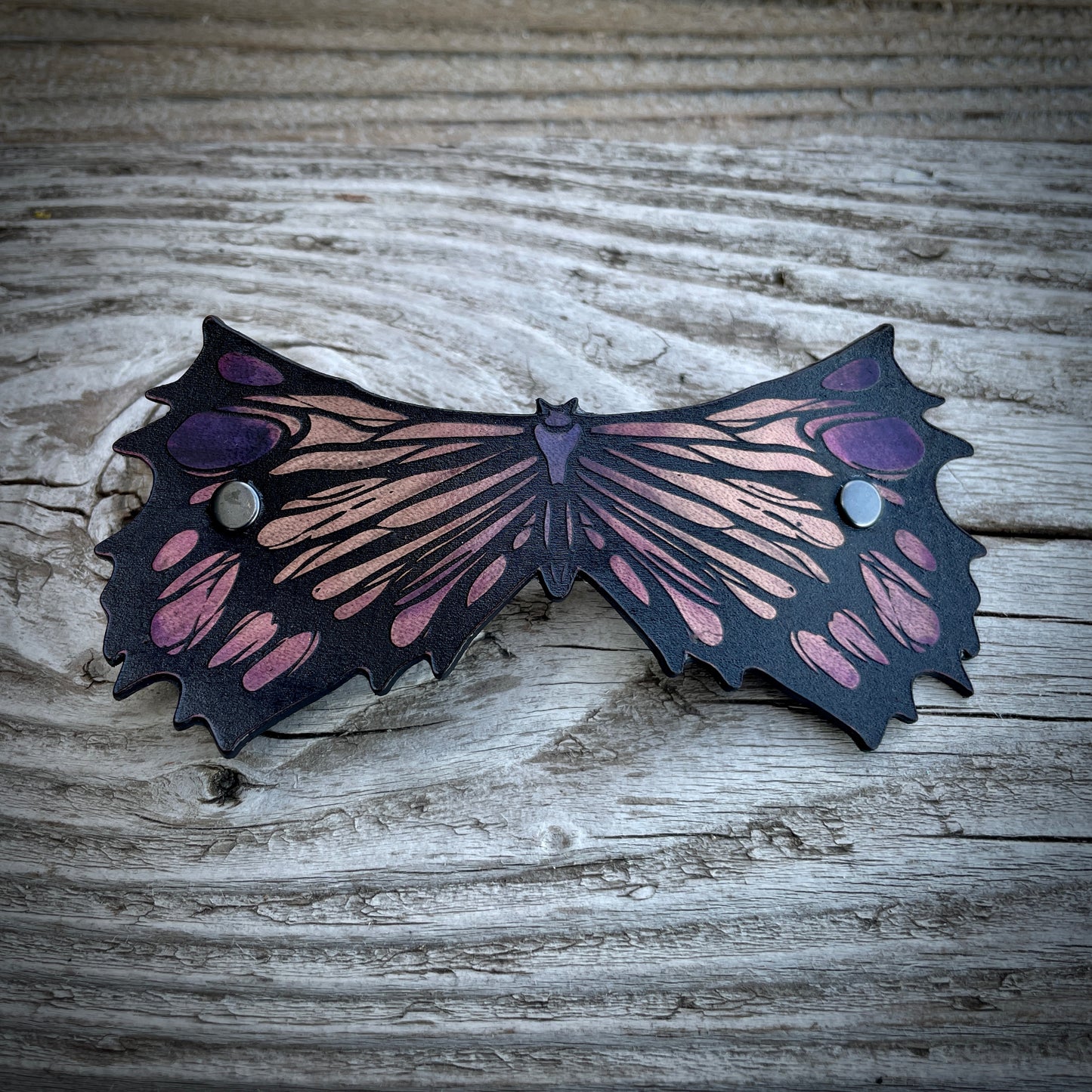 Dark Wings Leather Hair Barrette