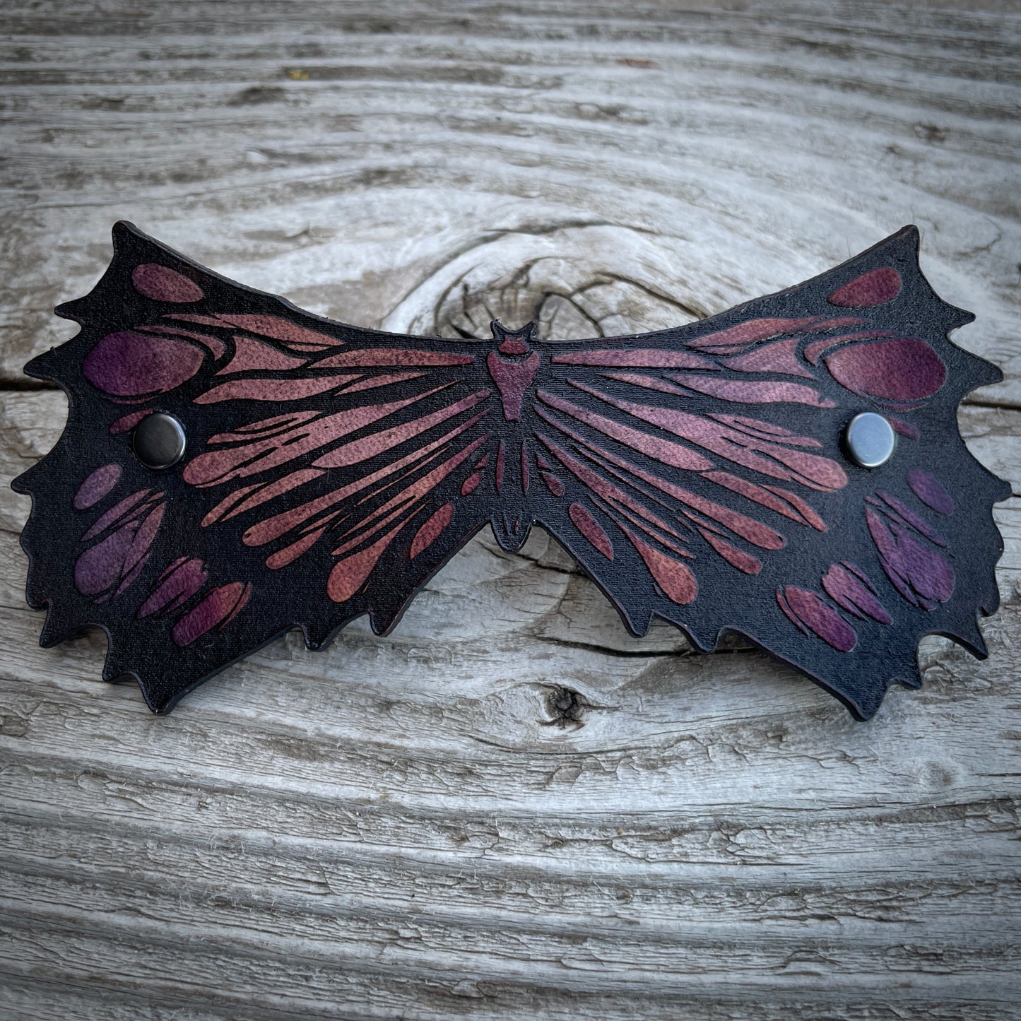 Dark Wings Leather Hair Barrette