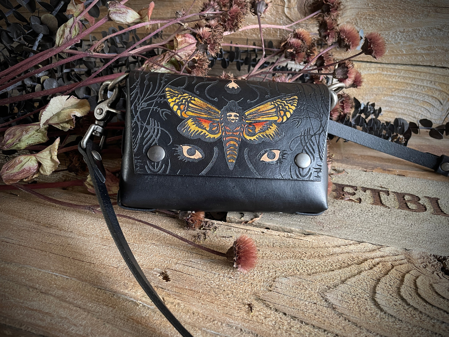 Death's-Head Leather Crossbody Belt Bag