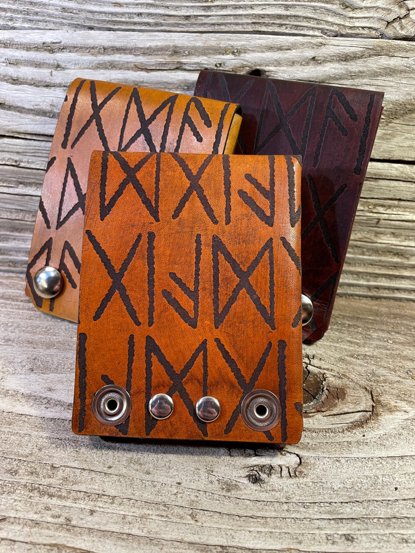 Norse Runes Leather Snap Wallet