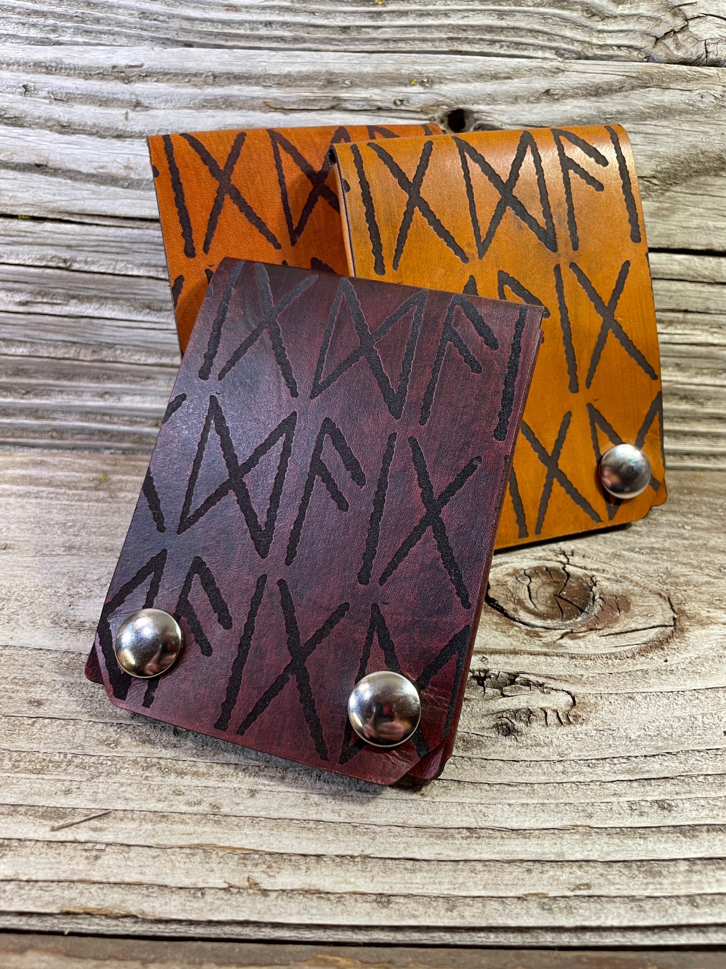 Norse Runes Leather Snap Wallet
